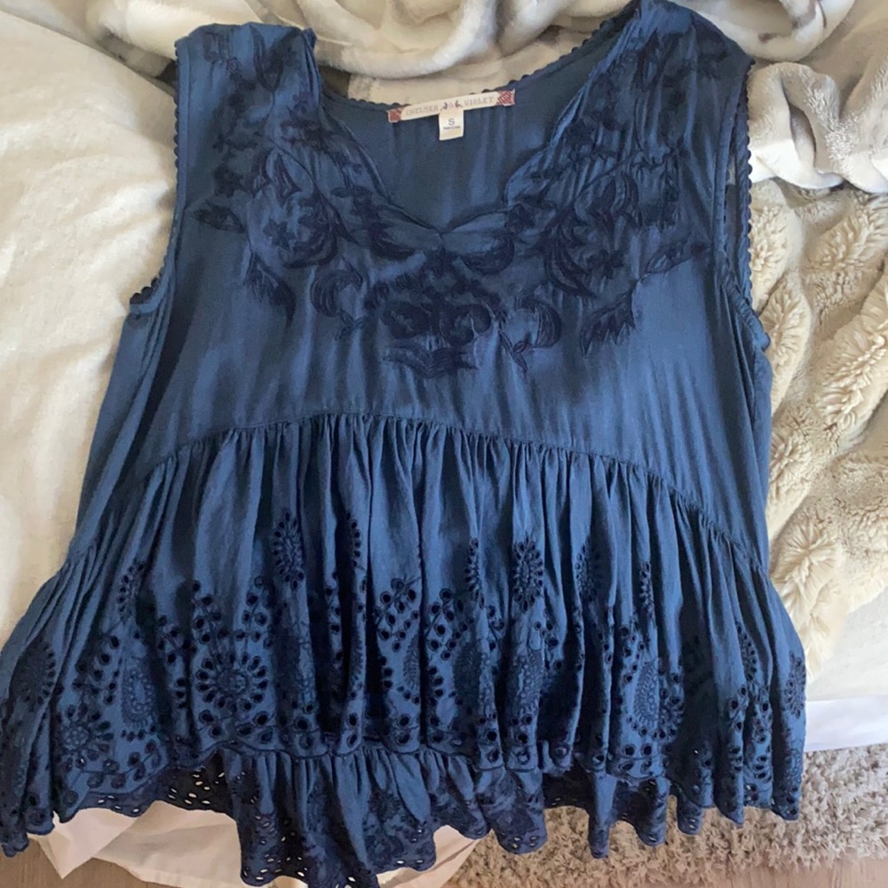 Navy Chelsea & Violet Patterned Tank Top